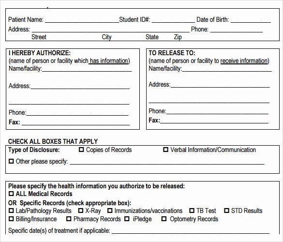 Medical Records form Template Beautiful Sample Medical Records Release form 9 Download Free
