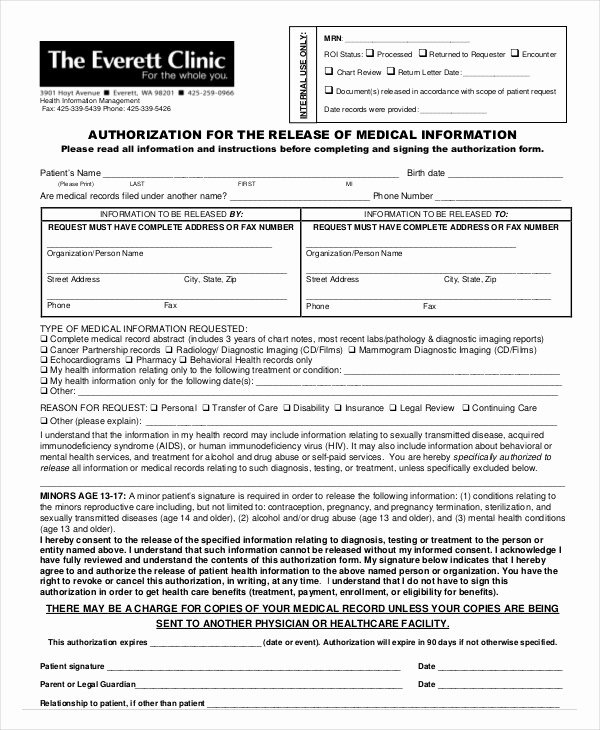 Medical Records forms Template Awesome 10 Printable Medical Authorization forms Pdf Doc