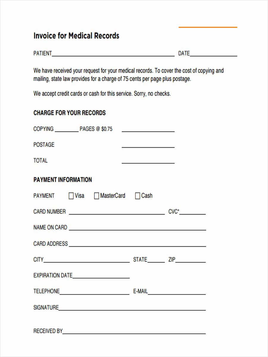 Medical Records forms Template Best Of Free 5 Medical Invoice form Samples In Sample Example