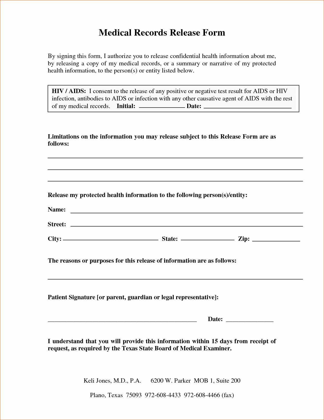 Medical Records forms Template Best Of Medical Records Release form