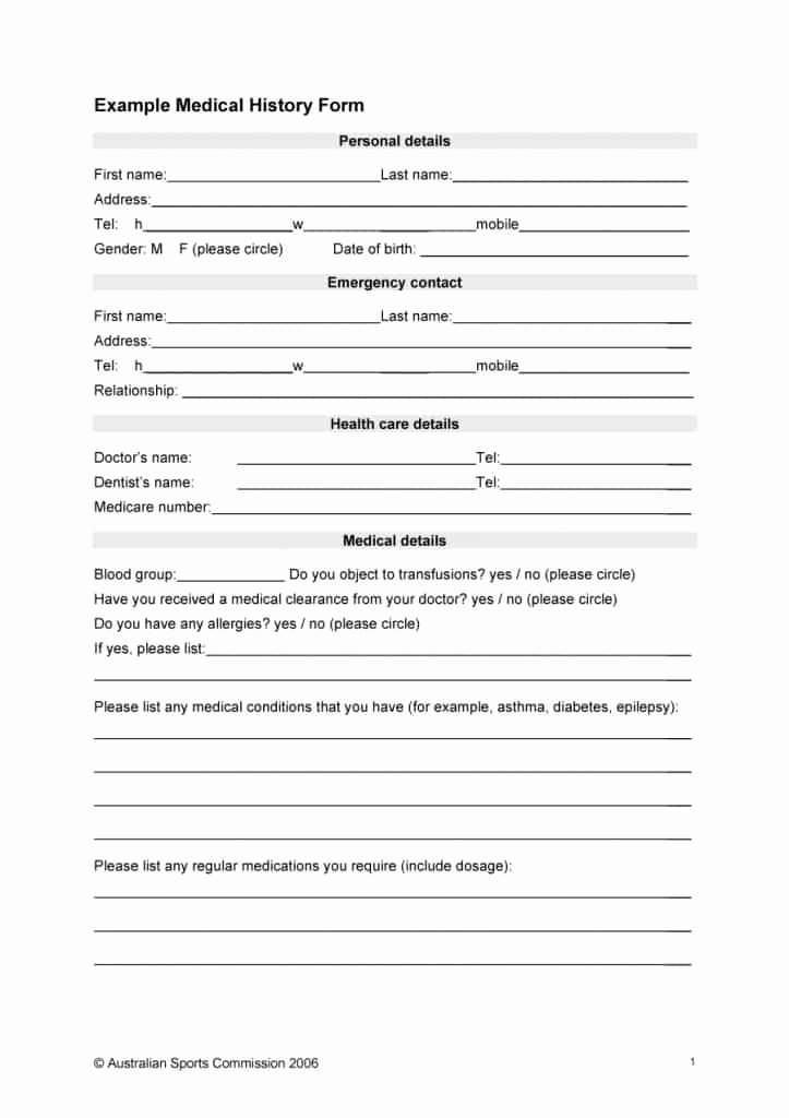 Medical Records forms Template Elegant 67 Medical History forms [word Pdf] Printable Templates