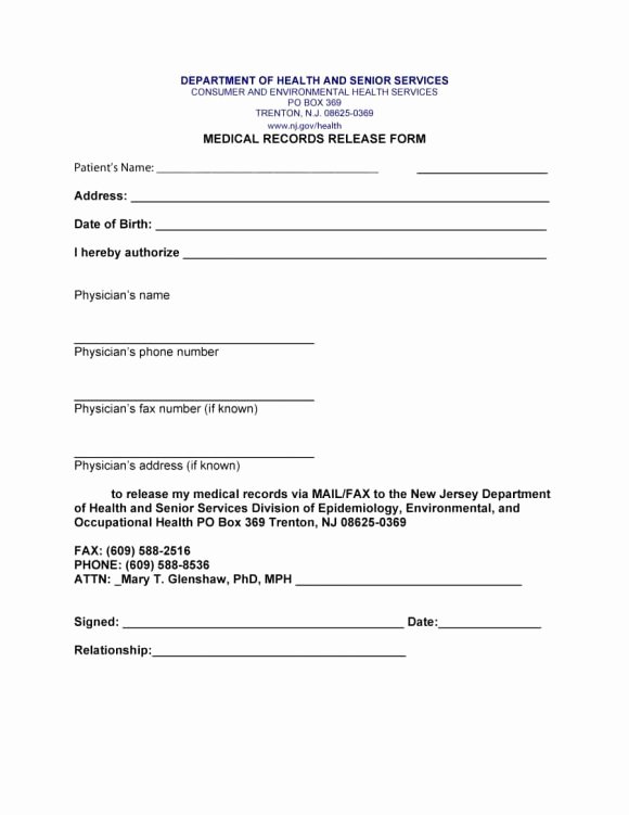 Medical Records forms Template Inspirational 40 Medical Records Release form Release Of Information