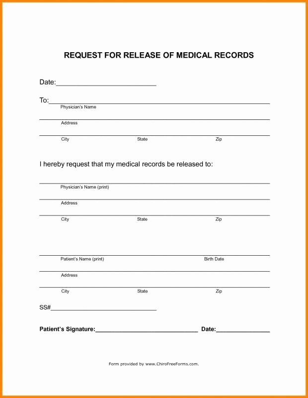 Medical Records forms Template New Blank Medical Records Release form Template