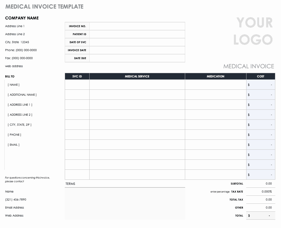 Medical Records Invoice Template Beautiful Free Medical form Templates