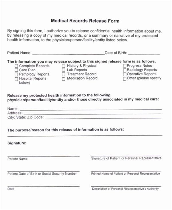 Medical Records Release form Template Fresh 51 Sample Release forms