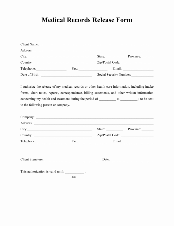 Medical Records Release form Template Fresh Medical Records Release form In Word and Pdf formats