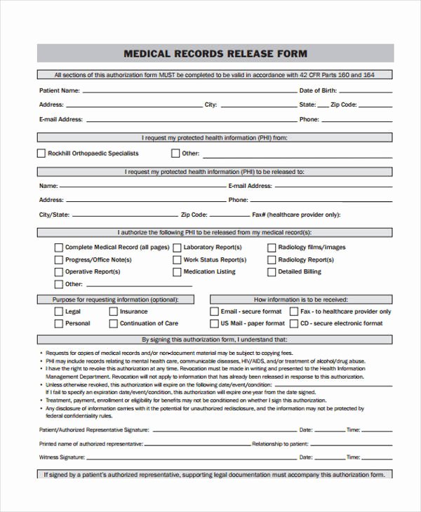Medical Records Release form Template Inspirational 24 Medical Release form Templates