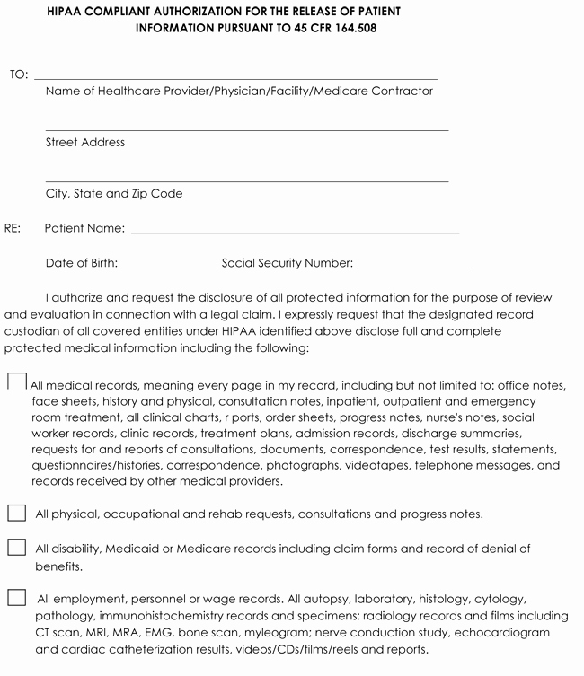 Medical Records Release form Template Unique Medical Records Release form Templates Free Printable forms