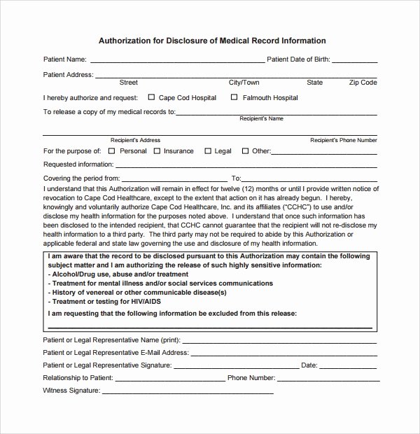 Medical Records Request form Template Best Of Sample Medical Record Request forms 6 Download Free