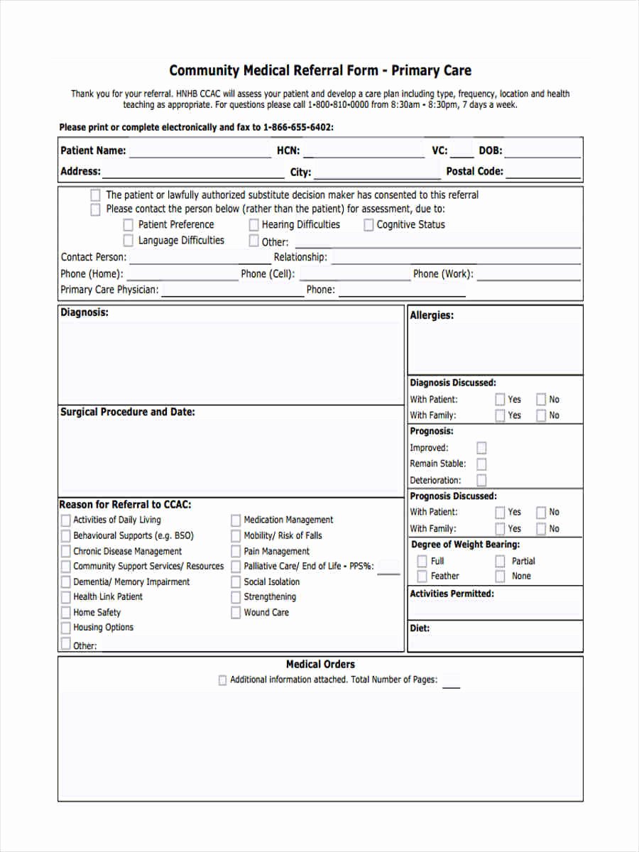Medical Referral form Templates Lovely Free 7 Medical Referral forms In Samples Examples formats