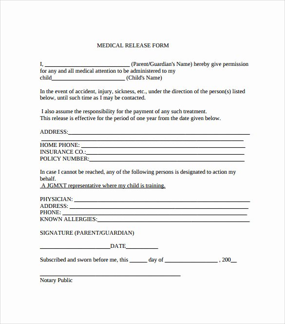 Medical Release form Template Best Of Sample Medical Release form 10 Free Documents In Pdf Word