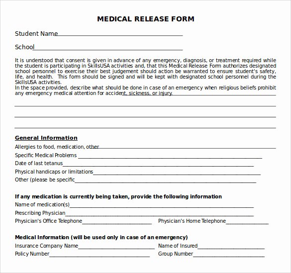 Medical Release form Template Luxury Sample Medical Release form 10 Free Documents In Pdf Word