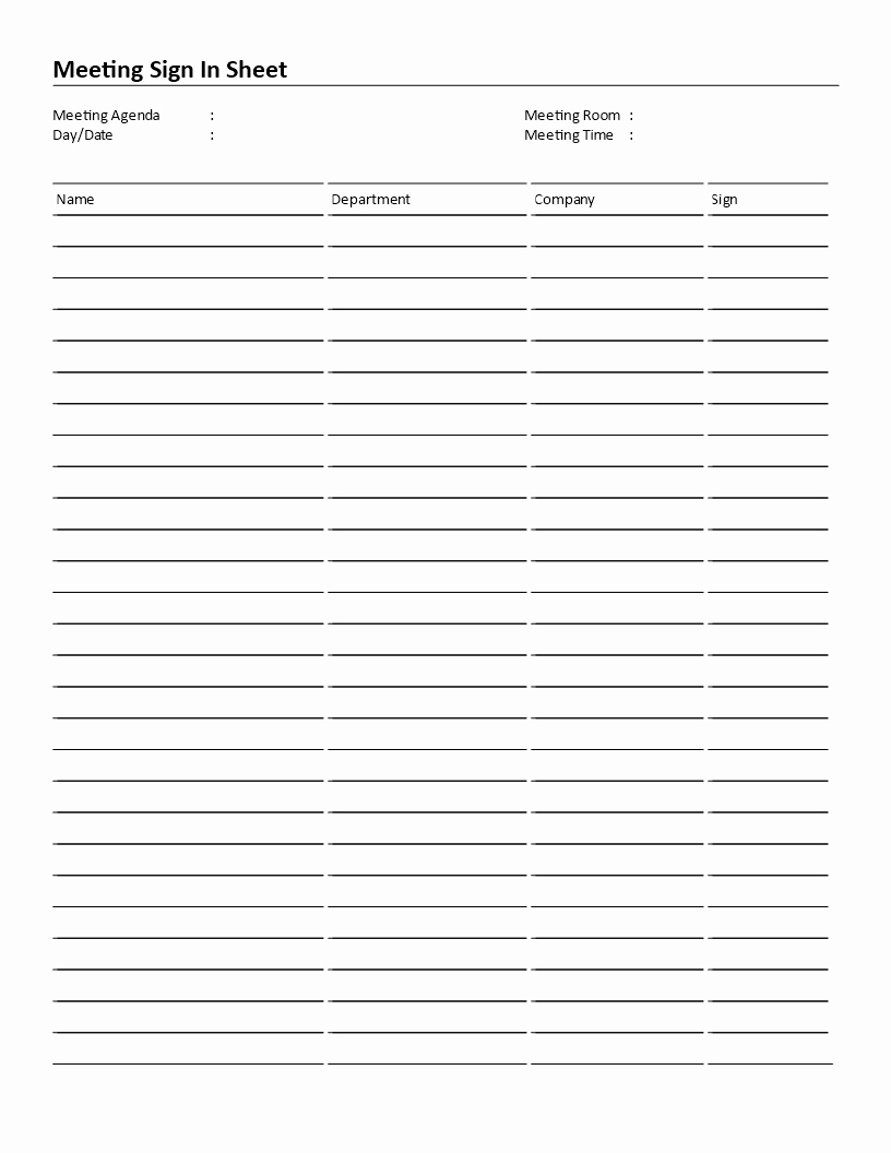 Meeting Sign In Sheet Template Elegant Meeting Sign In form