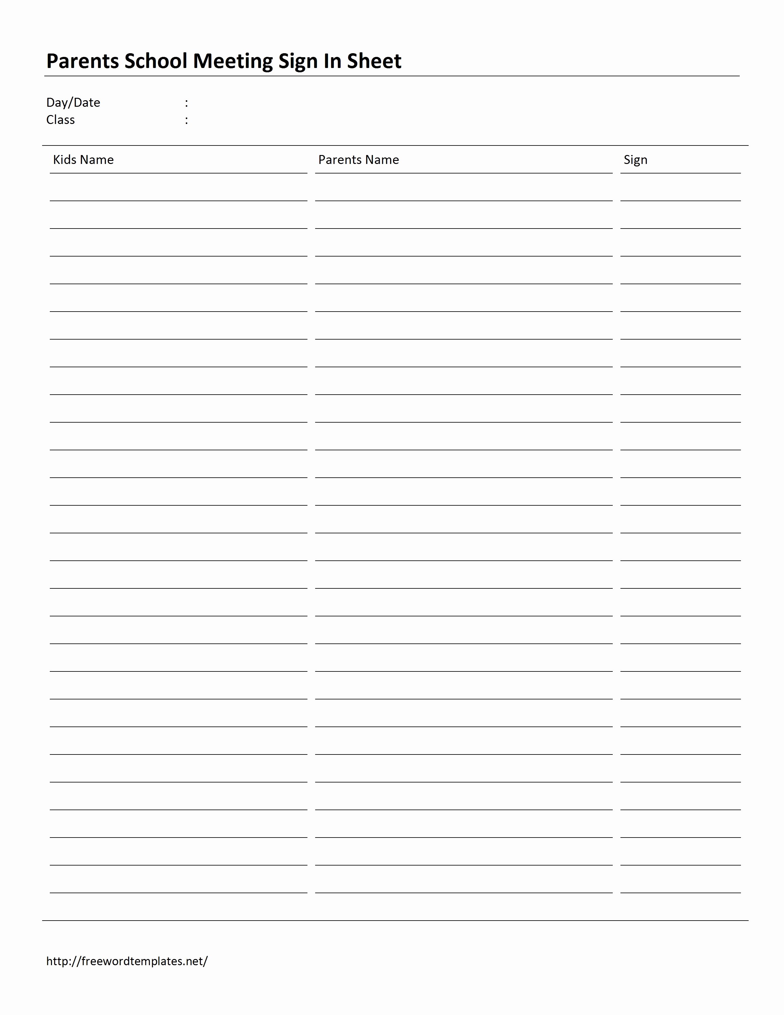 Meeting Sign In Sheet Template Fresh Parents School Meeting Sign In Sheet Template