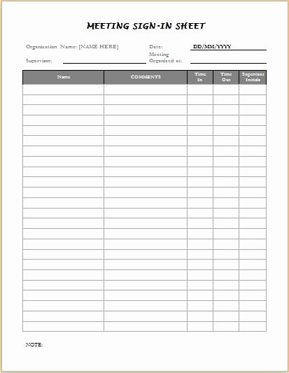 Meeting Sign In Sheet Template Fresh Sign In Sheets for Visitors Meetings &amp; Patients