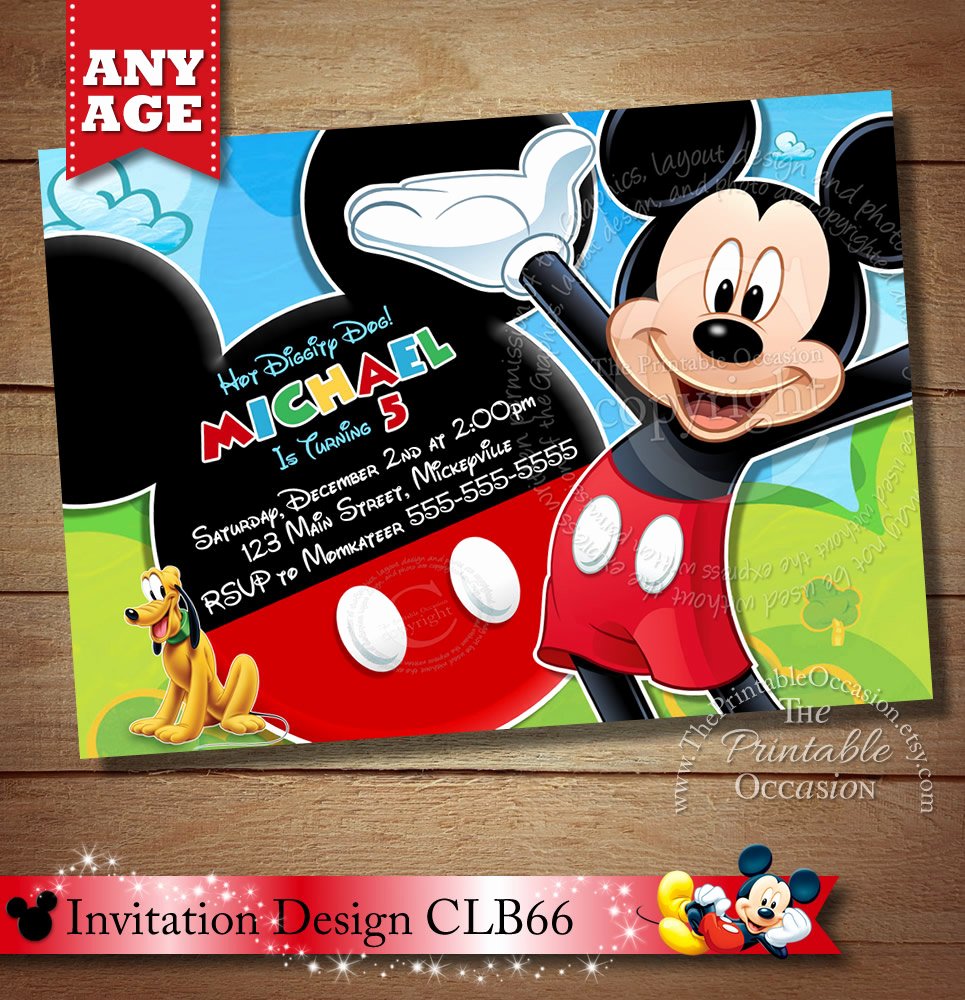 Mickey Mouse Invitations Template Beautiful Mickey Mouse Clubhouse Invitation Mickey Invitation Mickey