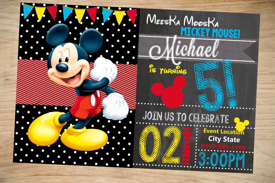 Mickey Mouse Invitations Template Luxury Mickey Mouse Birthday Invitation Birthday Invitation