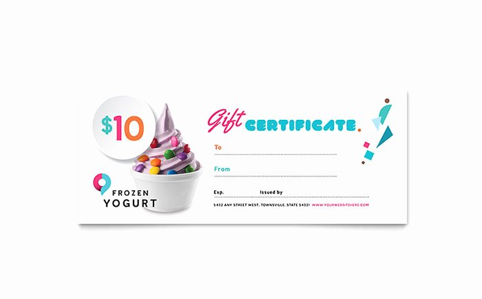 Microsoft Publisher Certificate Template Lovely Frozen Yogurt Shop Gift Certificate Template Word