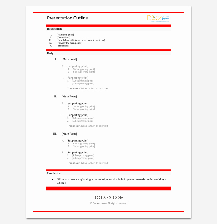 Microsoft Word Outline Template Best Of Presentation Outline Template 19 formats for Ppt Word