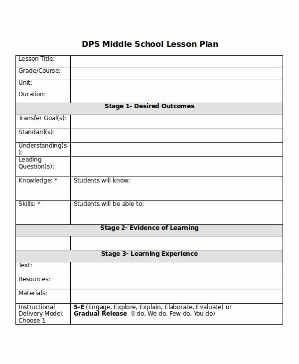 Middle School Lesson Plan Template Beautiful Special Education Lesson Plan Template Pdf Beautiful