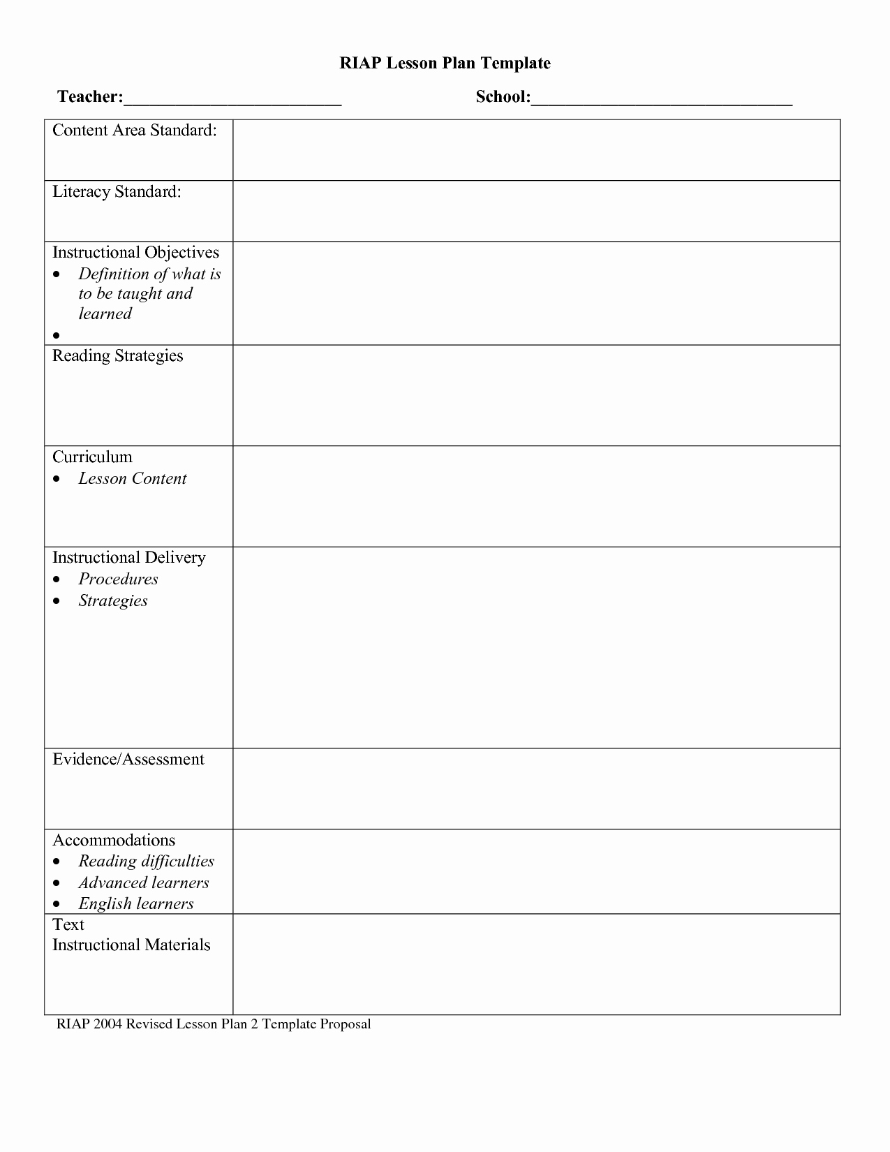 Middle School Lesson Plan Template Luxury Free Lesson Plan Templates for Middle School