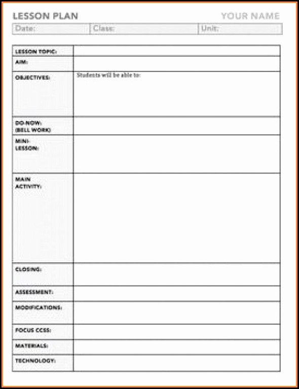 Middle School Lesson Plan Template Luxury Lesson Plan Example for High School English Template 2