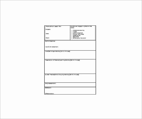 Middle School Lesson Plan Template New Middle School Lesson Plan Template 8 Free Pdf Word