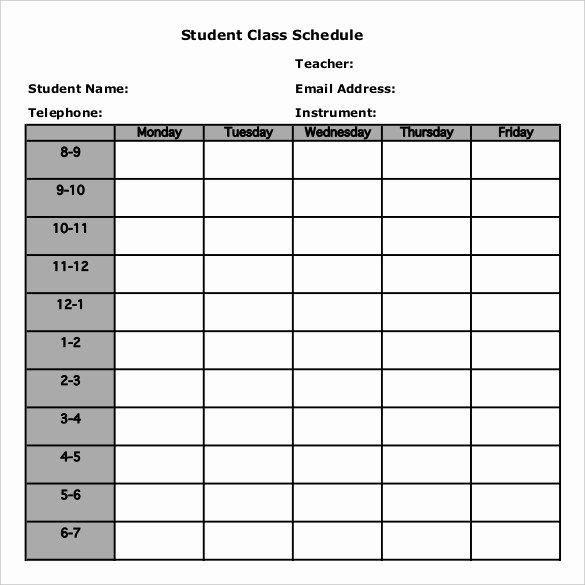 Middle School Schedule Template Fresh Class Schedule Template 36 Free Word Excel Documents