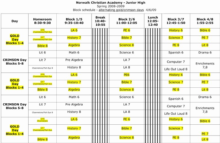 Middle School Schedule Template Unique Quotes About Block Scheduling 26 Quotes