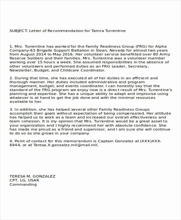 Military Letter Of Recommendation Template Best Of 37 Re Mendation Letter format Samples