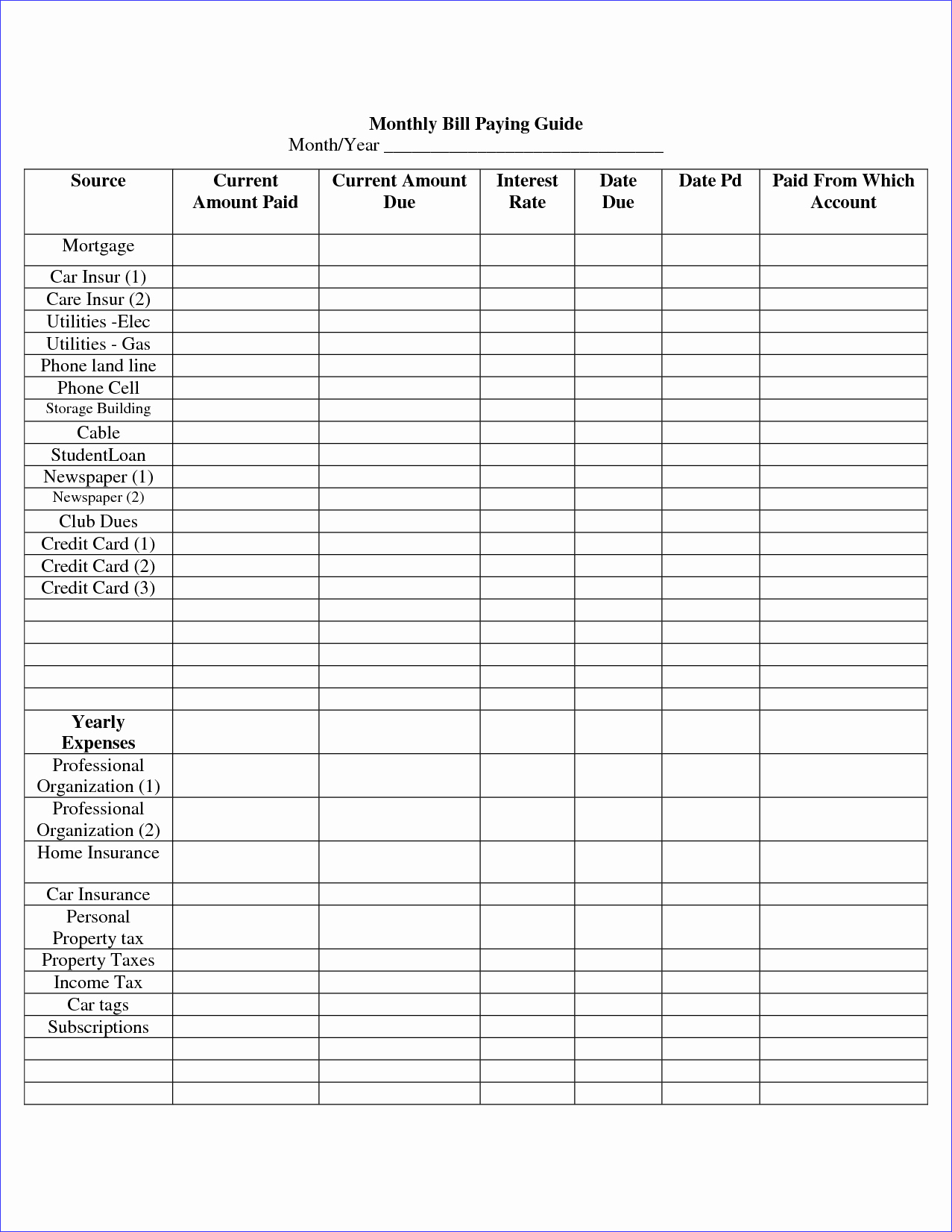 Monthly Bill organizer Template Excel Awesome Simple Bill and Payment organizer Templates for Your