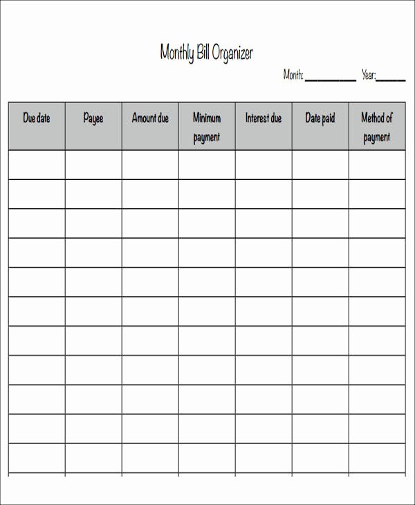 Monthly Bill organizer Template Excel Beautiful 6 Monthly Bill Planner Sample Examples In Word Pdf Excl
