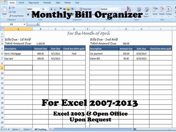 Monthly Bill organizer Template Excel Best Of Monthly Bill organizer Bill Tracker Calculates total Due