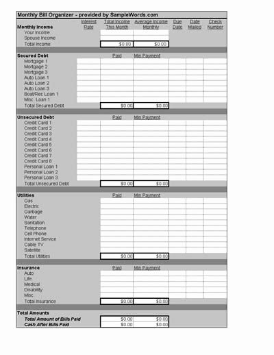 Monthly Bill organizer Template Excel Elegant Bill organizer Template I Did This