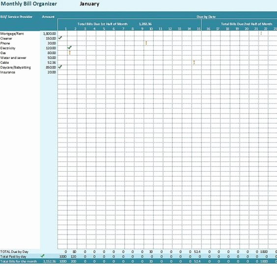 Monthly Bill organizer Template Excel Lovely Monthly Bill organizer Excel Template Payments Tracker by