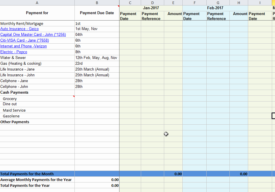 Monthly Bill organizer Template Excel New Tracking Your Monthly Bill Due Dates and Payments – Free