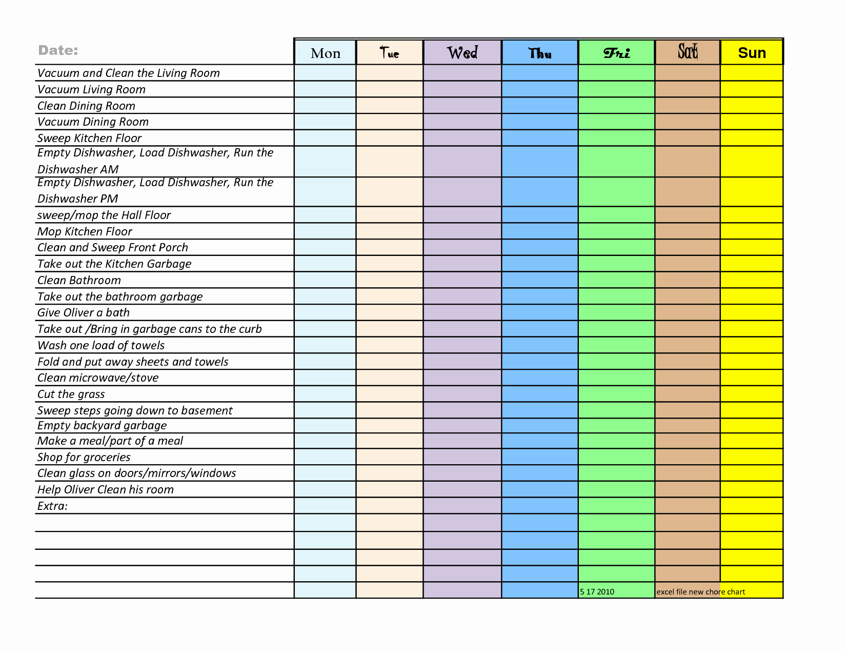 Monthly Chore Chart Template Best Of Downloadable Family Chore Chart Template