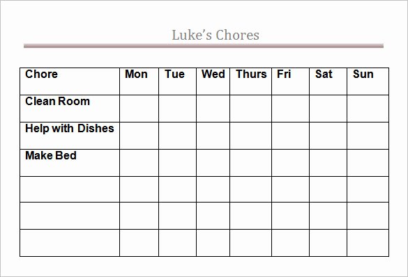 Monthly Chore Chart Template Unique Chart format