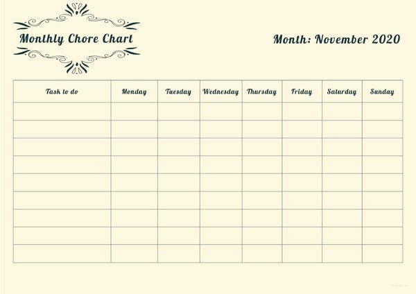 Monthly Chore Chart Template Unique Chart Template 61 Free Printable Word Excel Pdf Ppt