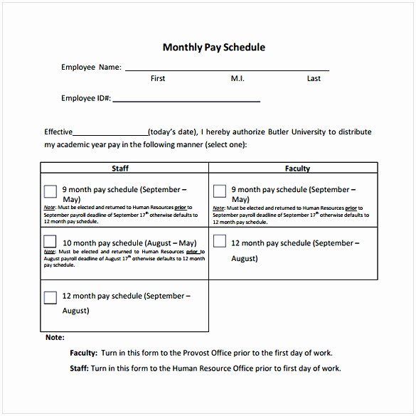 Monthly Payment Schedule Template Inspirational Payment Schedule Template
