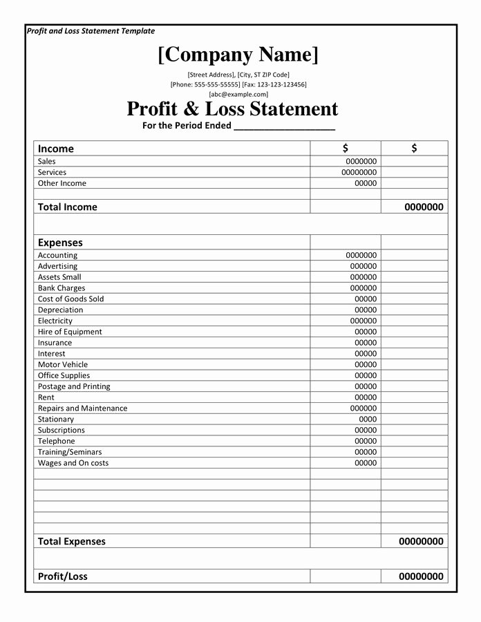 Monthly Profit and Loss Template Best Of Profit and Loss Statement Template Doc Pdf Page 1 Of 1