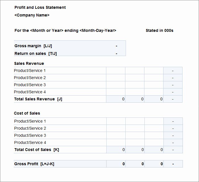 Monthly Profit and Loss Template Luxury 11 Profit and Loss Statements Word Pdf Google Docs
