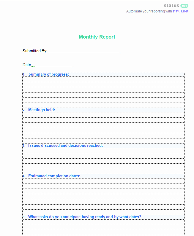 Monthly Report Template for Manager Unique 3 Smart Monthly Report Templates How to Write and Free