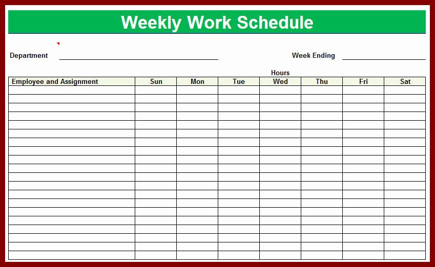 Monthly Work Schedule Template Unique Blank Employee Schedule