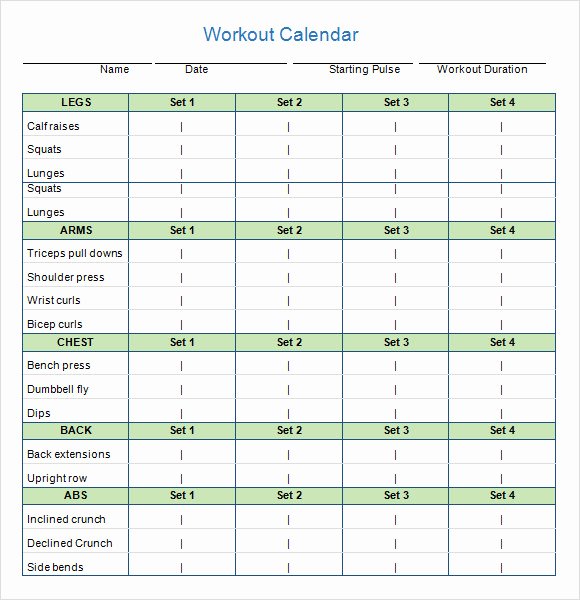 Monthly Workout Schedule Template Awesome 10 Sample Workout Calendar Templates In Pdf
