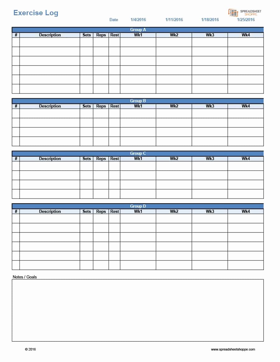 Monthly Workout Schedule Template Awesome 40 Effective Workout Log &amp; Calendar Templates Template Lab