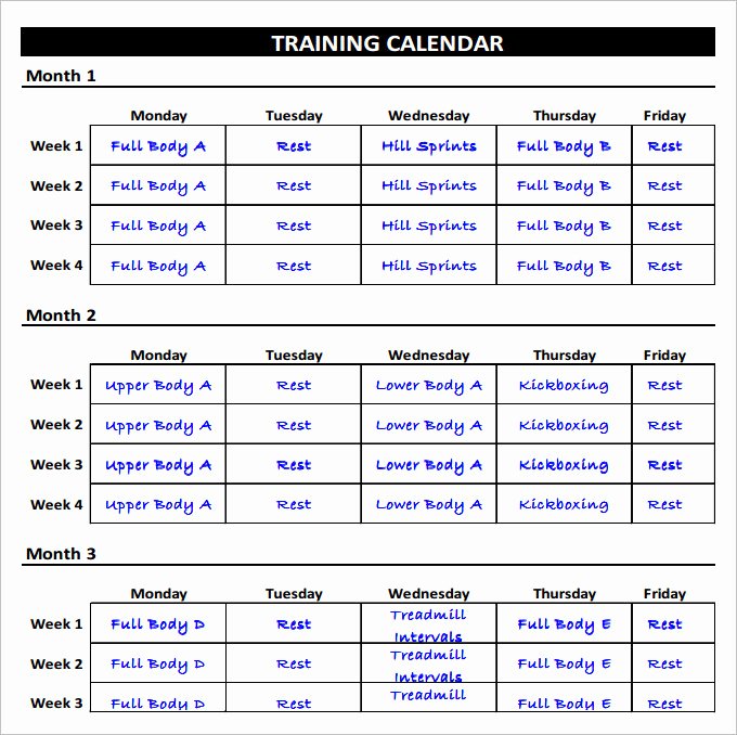 Monthly Workout Schedule Template Fresh Fitness Schedule Template 12 Free Excel Pdf Documents