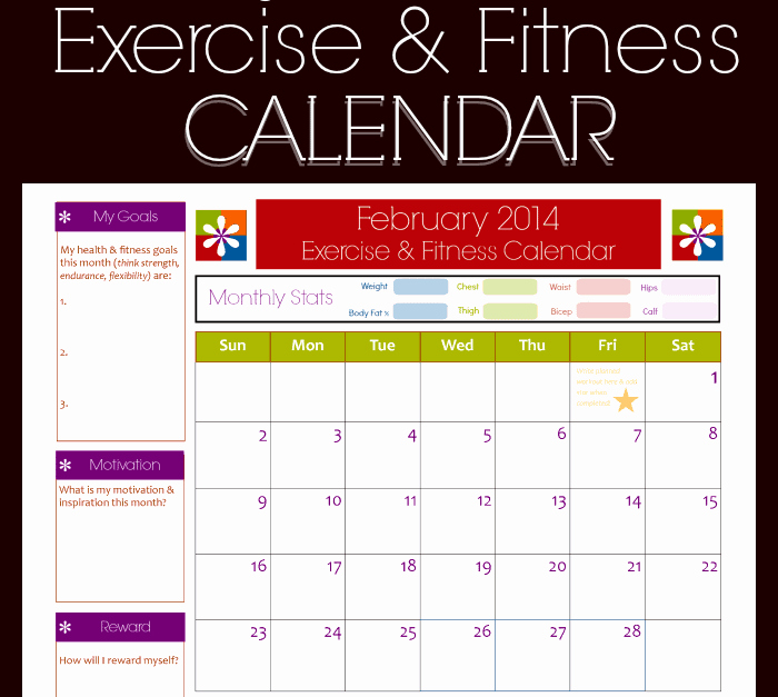 Monthly Workout Schedule Template Luxury 9 Fitness Calendar Templates Excel Templates