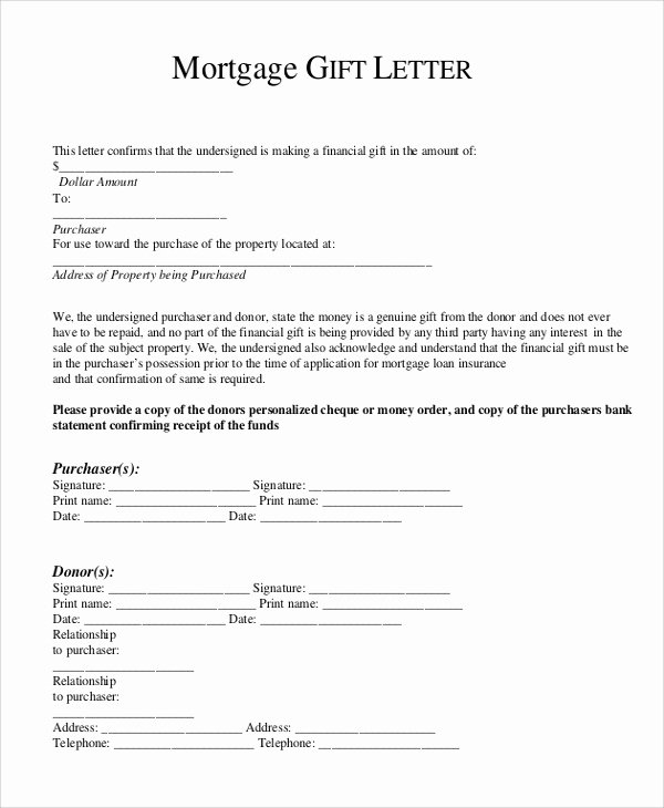 Mortgage Gift Letter Template Inspirational 13 Sample Gift Letters Pdf Word