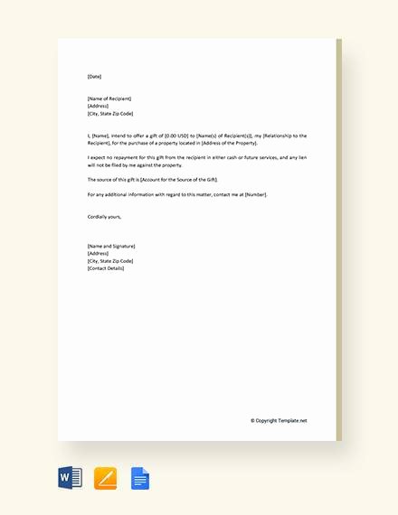 Mortgage Gift Letter Template Lovely 13 Sample Gift Letters Pdf Word